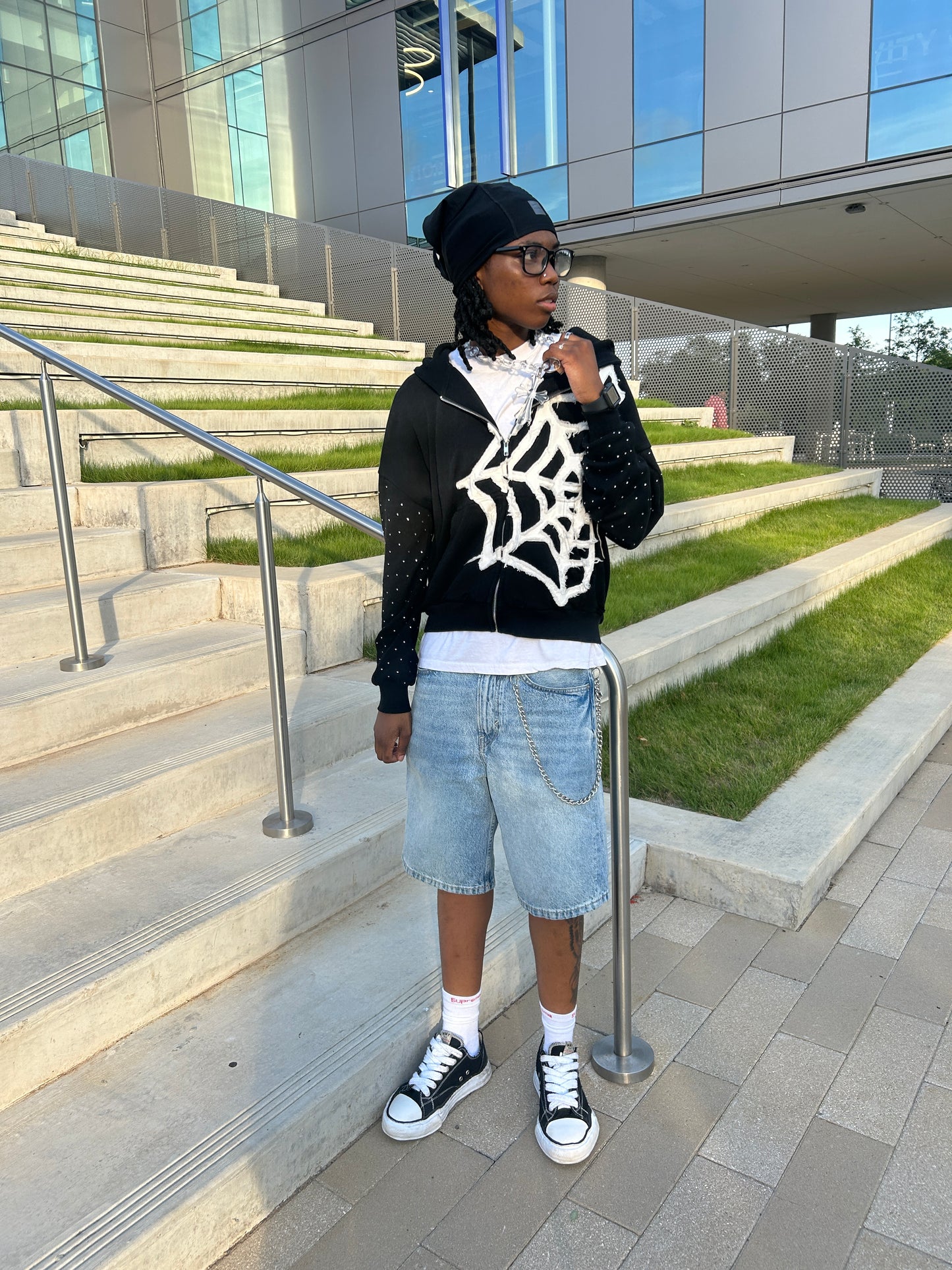 "BLACK" Web Zip Up